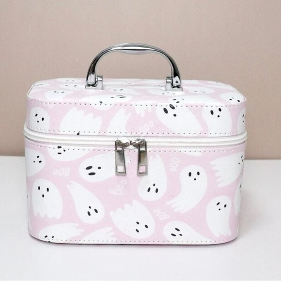 SHEIN Halloween Pink Ghost Makeup Vanity Mirror Cosmetic Bag Case - Picture 3 of 12